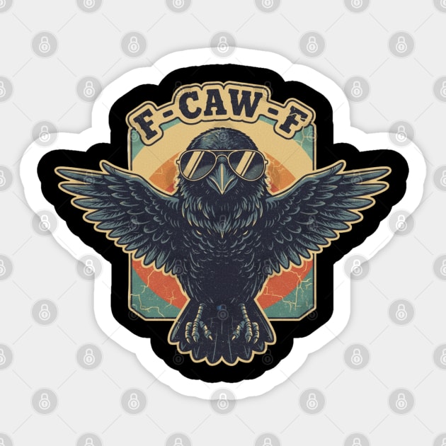 F-CAW-F – Vintage Crow Design Sticker by Stylecombinator